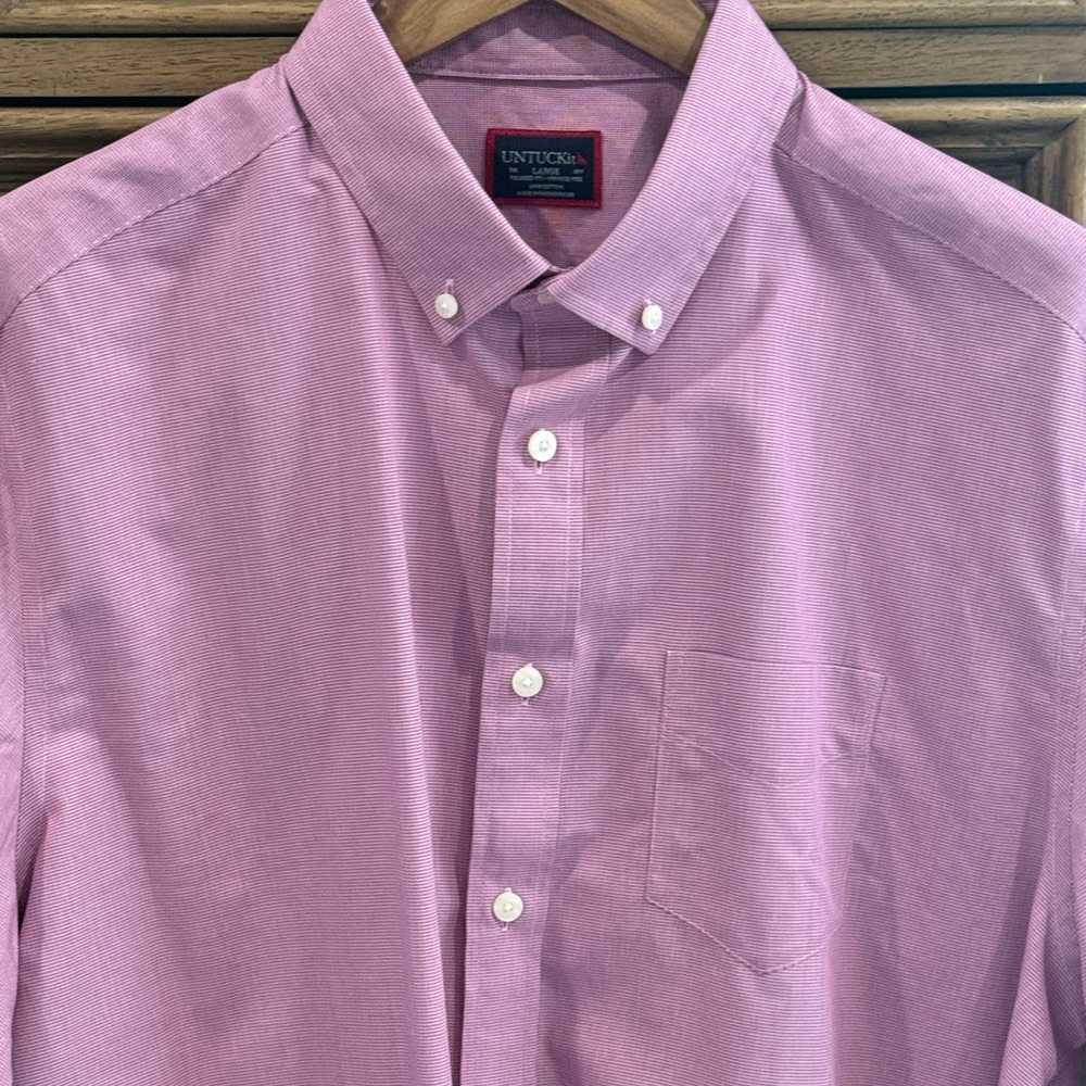 Untuckit Men’s Long Sleeve Wrinkle Free Button Down - Large